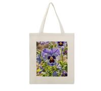 DJUETRUI Pansy Perfection Cotton Polyester Blend Canvas Carryall Bag | Pansy Perfection Reusable Fabric Handbag for Grocery Travel Daily Errands Multipurpose Storage Carry Tote