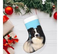 DJUETRUI Personalized Christmas Stockings Soft Xmas Hanging Stocking with Plush Cuff Border Collie Christmas Stockings 18" Large Knitted Xmas Stockings for Fireplace Staircase Christmas Decorations