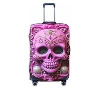 DJUETRUI Pink Skull Luggage Cover Dustproof Suitcase Cover Elastic Washable Travel Luggage Protector Suitcase Protector Stretch Baggage Protector for 18-32 Inch Luggage, Black, Small