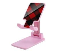 DJUETRUI Plaid Red and Black Foldable Adjustable Cell Phone Stand