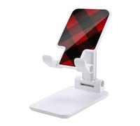 DJUETRUI Plaid Red and Black Foldable Adjustable Cell Phone Stand