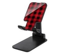 DJUETRUI Red Black Check Plaid Pattern Foldable Adjustable Cell Phone Stand
