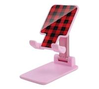 DJUETRUI Red Black Check Plaid Pattern Foldable Adjustable Cell Phone Stand