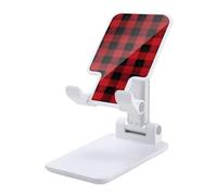 DJUETRUI Red Black Check Plaid Pattern Foldable Adjustable Cell Phone Stand