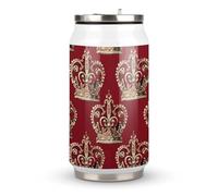 DJUETRUI Red Crown Stainless Steel Cola Cup Reusable Plastic Coke Cup Leakproof Portable Soda Cup Large Capacity Iced Drink Cup for Home Party