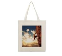 DJUETRUI Rock Climbing Sports Cotton Polyester Blend Canvas Carryall Bag | Rock Climbing Sports Reusable Fabric Handbag for Grocery Travel Daily Errands Multipurpose Storage Carry Tote