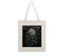 DJUETRUI Rose Gothic Reusable Canvas Tote Bag Large Capacity Cotton Hand Bag Portable Grocery Bag for Shopping Travel
