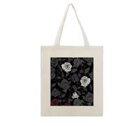 DJUETRUI Rose Gothic Reusable Canvas Tote Bag Large Capacity Cotton Hand Bag Portable Grocery Bag for Shopping Travel