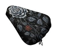 DJUETRUI Rose Gothic Waterproof Bike Seat Cover Non Slip Padded Bicycle Saddle Cushion Protector Soft Waterproof Bicycle Saddle Cover Thick Silicone Padded for Mountain Road Bike