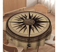 DJUETRUI Round Tablecloth 36x36in Washable Table Cloth Dining Room Table Cloths Compass Wind Road Map Table Cover for Indoor Outdoor Farmhouse Decor Picnic Tabletop Decoration