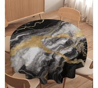 DJUETRUI Round Tablecloth 50x50in Washable Table Cloth Dining Room Table Cloths Black White Gold Foil Marble Table Cover for Indoor Outdoor Farmhouse Decor Picnic Tabletop Decoration