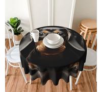 DJUETRUI Round Tablecloth 60 Inch Waterproof Stain Resistant Table Cloth Wipeable Washable Table Cover Pad Dachshund Farmhouse Tablecloths for Picnic Party Holiday Wedding Home