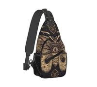 DJUETRUI Sling Bag for Women Men Chest Bag Sling Backpack Moth Crossbody Bag Fanny Pack Daypack for Travel Hiking, Black, One Size, Black, One Size