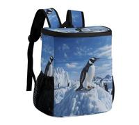 DJUETRUI Snow Mountain Penguin Insulated Cooler Backpack Durable Polyester Twill Leakproof Thermal Bag with Adjustable Straps Multi-use Pack for Picnic Camping Hiking Varied Outdoor Activities