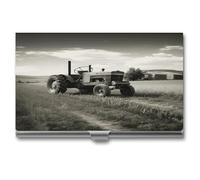 DJUETRUI Tractor Agriculture Tranquil Business Card Case Stainless Steel Business Card Holderhigh Capacity Business Card Organizer Durable Metal Card Holder For Office Daily Use