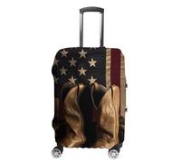 DJUETRUI Travel Luggage Cover Washable Suitcase Cover American Flag with Cowboy Boots Fashion Suitcase Protector Carry On Luggage Covers Protector Suitcase Fits 19"-32" Luggage, American Flag with