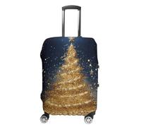 DJUETRUI Travel Luggage Cover Washable Suitcase Cover Golden Glitter Christmas Tree Fashion Suitcase Protector Carry On Luggage Covers Protector Suitcase Fits 19"-32" Luggage, Golden Glitter Christmas