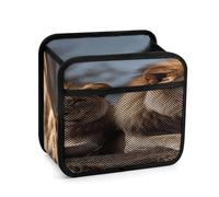 DJUETRUI Two Lions Car Backseat Organizer with Clear Tablet Holder, Multi Pockets Waterproof Oxford Kick Mat Storage Bag, Universal Auto Seat Back Storage Caddy for Drinks Travel Essentials