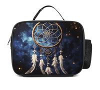 DJUETRUI White Fantasy Dream Catcher Insulated Lunch Bag, Large Capacity Portable Meal Tote, Leakproof Thermal Lunch Box Bag with Detachable Foldable Design, Ideal for Office Camping Hiking Daily Use