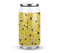 DJUETRUI Yellow Banana Stainless Steel Cola Cup Reusable Plastic Coke Cup Leakproof Portable Soda Cup Large Capacity Iced Drink Cup for Home Party