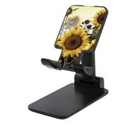 DJUETRUI Yellow Sunflower Floral Foldable Adjustable Cell Phone Stand | Yellow Sunflower Floral Height Angle Adjustable Desktop Holder Mobile Phone Mount for Smartphone Tablet