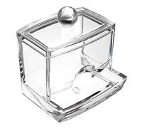 DJUNXYAN Cubes Transparent Acrylic Cotton Swab Dispenser Holder Organizer Container With Lid D