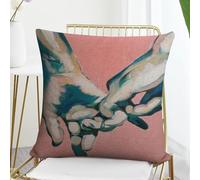 DJWIIJN Lgbtq+ Art Holding Hands Gay Erotic Art Pink Background Modern Figurative Print Wall Decor Unique Gift-1Linen Pillow Case, Home Textiles Style 16x16in(40x40cm)