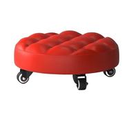 DJWSHENRUI Stool Pulley Low Stool, Soft Low Height Rolling Stool, Leather Stool Seat With Wheel, Round Roller Seat Stool For Home, Office, Garage For Home(B Bread Red)