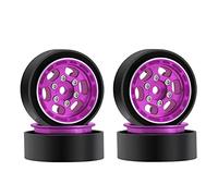 DJX 4PCS 1.0 Beadlock Wheel Hub with Brass Rings for 1/18 RC Crawler Car Traxxas TRX4M TRX4-M(Pink)