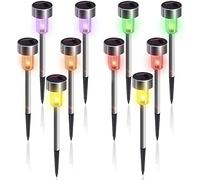 DJXIK 10 Pieces Solar Garden Lights Outdoor War Proof Pathway Solar Lawn Light Colorful Stainless Steel LED Lighting for Pathway Landscape