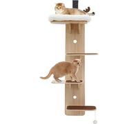 DJXIK 4-Tier Door-Mounted Cat Tree, Wooden Door Mounted Vertical Cat Climbing Frame, 4.92Ft Four-Cat Bearing Cat Climbing Frame for Stairs, Foyer, Living Room, Enclosed Balcony (with Cat House)
