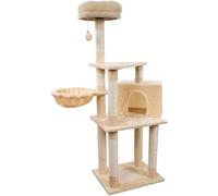 DJXIK Cat Bed, Cat Climbing Frame, Cat Scratching Board Three in One, Cat's Castle, Paradise and Cozy Nest, Suitable for Adult Cats and Kittens, with Hammock,A