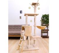 DJXIK Cat Tree, 138Cm Indoor Cat Tower, Cat Scratching Post with Bed, Multi-Level Cat Bed, Cat Climbing Frame with Playhouse and Ladder, Cat Activity Center for Indoor Large Cat Furniture,D