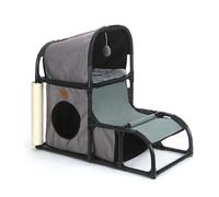 DJXIK Modern Cat Apartment Cat House Cat Tree Medium Cat Tower Bed Cat Scratching Post Climber Cat Nest Ball Hole Suitable for Indoor Cat Rest and Entertainment,A