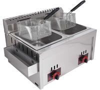 DJXLMN Commercial Gas Fryer with 2 Baskets - 10L*2Large Capacity, Precise Temperature Control for Restaurant-Quality Fries, Fish, and More