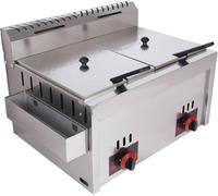 DJXLMN Commercial Gas Fryer with Stainless Steel Tank - Efficient Cooking for Family Restaurants - Includes 2 Baskets