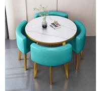 DJXLMN Marble Dining Table Set for 4 - Office Reception Desk and Chair Set, Suitable for Lounge or Living Room - Round Table with Four Chairs