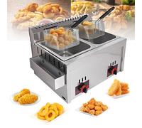 DJXLMN Stainless Steel Gas Fryer - Adjustable Firepower and Temperature Control for Perfect Frying - Ideal for Home and Commercial Kitchens