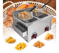 DJXLMN Stainless Steel LPG Gas Fryer - Adjustable Firepower & Temperature Control for Commercial Use - Countertop Fryer for Home & Restaurant French Fries Cooking
