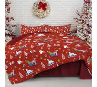 DJY Christmas King Size Duvet Cover Set, Dachshund Design 3-Piece Red Bedding Set - Soft Microfiber, Wrinkle-Resistant & Decorative Duvet Cover with Hidden Zipper (King, 220x230cm)