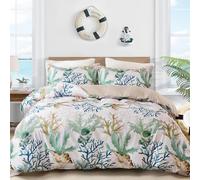 DJY Ocean King Size Duvet Cover Set - 3-Piece Green Bedding Set, Wrinkle-Resistant & Lightweight Design with Hidden Zipper (King, 220x230cm)