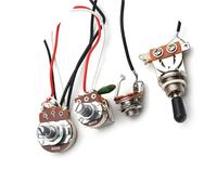 DJYUIOT Professional Guitar Wiring Harness Guitar Wiring Harness Pre wired V/T Knob B500K Push Pull Big Potentiometer A500K 3 Way Toggle (CR-CR)