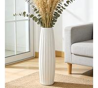 DJYY White Tall Floor Vase, 24" Ceramic Large Vase for Living Room, Bedroom,Dining,Modern Home Decor,Decorative Flower for Pampas
