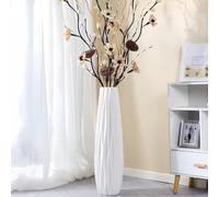 DJYY White Tall Floor Vase, 24" Ceramic Large Vase for Living Room, Office, Bedroom, Modern Home Decor,Decorative Flower for Pampas Grass,Wedding Centerpiece