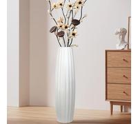 DJYY White Tall Floor Vase, 28" Ceramic Standing Flower Vase, Large Decorative for Living Room,Office, Bedroom,Wedding Gift,Glossy Glaze