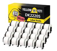 Yellow Yeti 20 Replacement Brother Label Printer Tape Continuous White DK-22205 Compatible with Brother QL 800 500 550 710W 720NW 800 810W 820NWB 1110NWB (62mm x 30.48m)