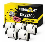 Yellow Yeti 5 Replacement Brother Label Printer Tape Continuous White DK-22205 Compatible with Brother QL 800 500 550 710W 720NW 800 810W 820NWB 1110NWB (62mm x 30.48m)
