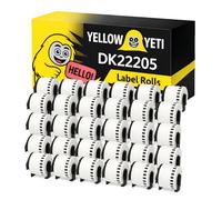 Yellow Yeti 30 Replacement Brother Label Printer Tape Continuous White DK-22205 Compatible with Brother QL 800 500 550 710W 720NW 800 810W 820NWB 1110NWB (62mm x 30.48m)