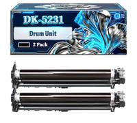 DK-5231 Drum Unit Compatible for Kyocera ECOSYS M5521cdn P5021cdw M5521cdw P5021cdn Printers, With Chip Large Capacity 80000 Pages (2 Pack Black)