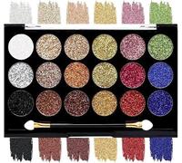 DK Glitterz N Highlight 18 Color Glittering Eyeshadow Palette | Bright Vibrant Colors | Creamy in Texture | Highly Pigmened Shades | Easily Blendable | Creative Look Palette | 18 in 1 Fashion Color